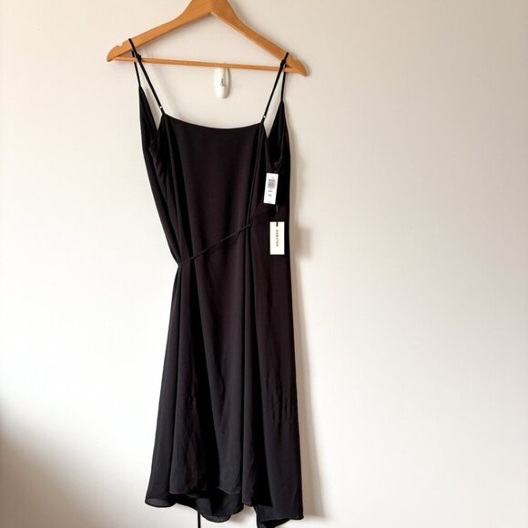 Aritzia Babaton Neval Wrap Midi Dress NWT Black Size Medium - Picture 4 of 8